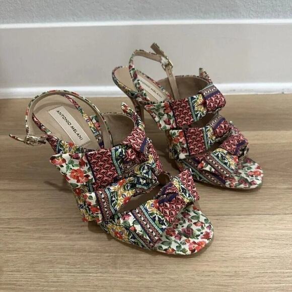Antonio Melani Vilada Triple Bow Floral Heels Womens Size 9.5 Multicolor Summer - Picture 10 of 12